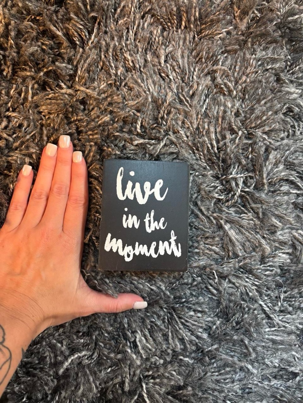 Live in the Moment Black Wall Plaque - Inspirational Home Décor